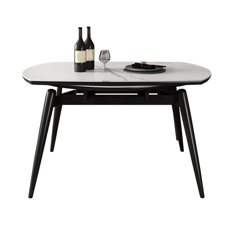 Simplicity ronde eettafel Witte gesinterde stenen tafel met 4 essen massief houten poten