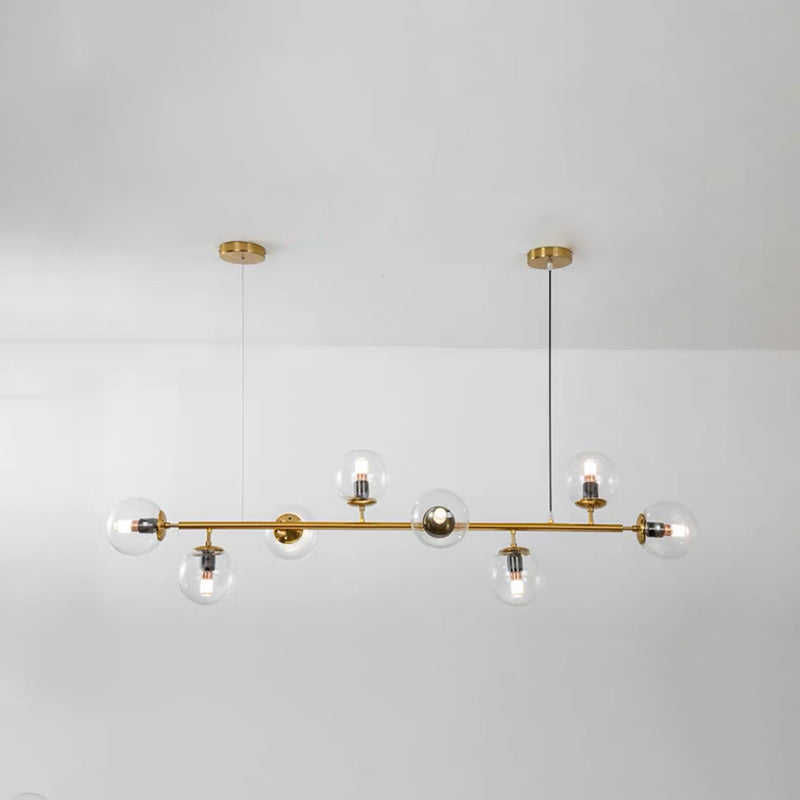 Modern Style Metal Island Pendant Globe Glass Shade Island Light for Restaurant