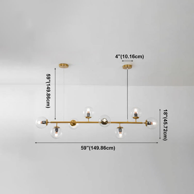 Modern Style Metal Island Pendant Globe Glass Shade Island Light for Restaurant