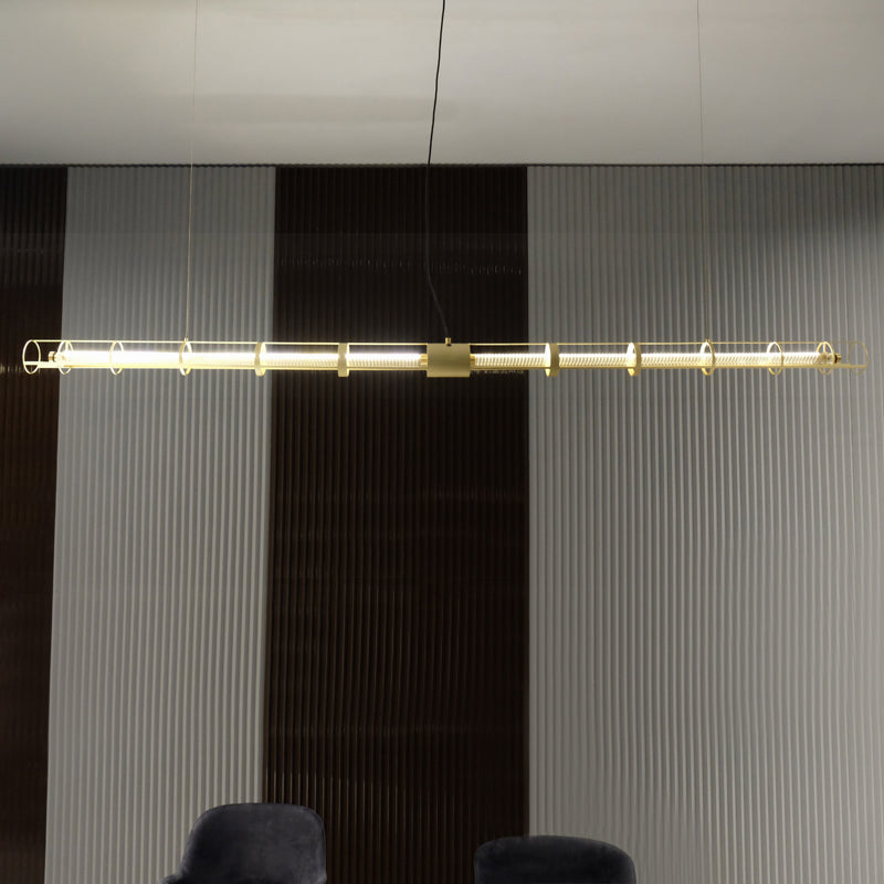 Modern Dining Chandelier Pendant Dining Room Long Strip Crystal Hanging Lamp