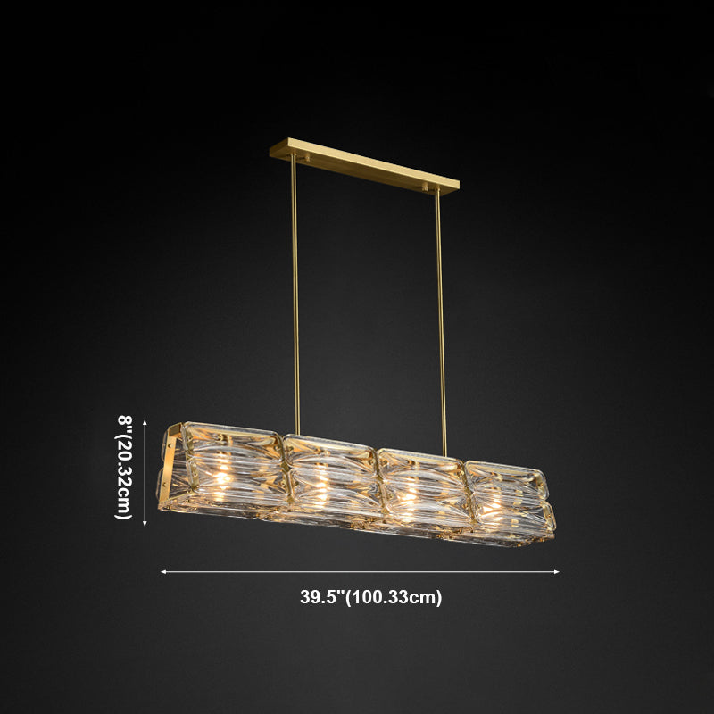 Modern Simple Geometric Island Pendant 4 Lights Island Light for Restaurant