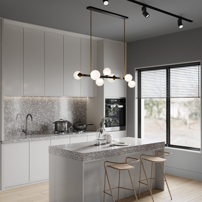 Modern Style Dining Pendant Lamp Dining Room Glass Shade Hanging Light Fixture