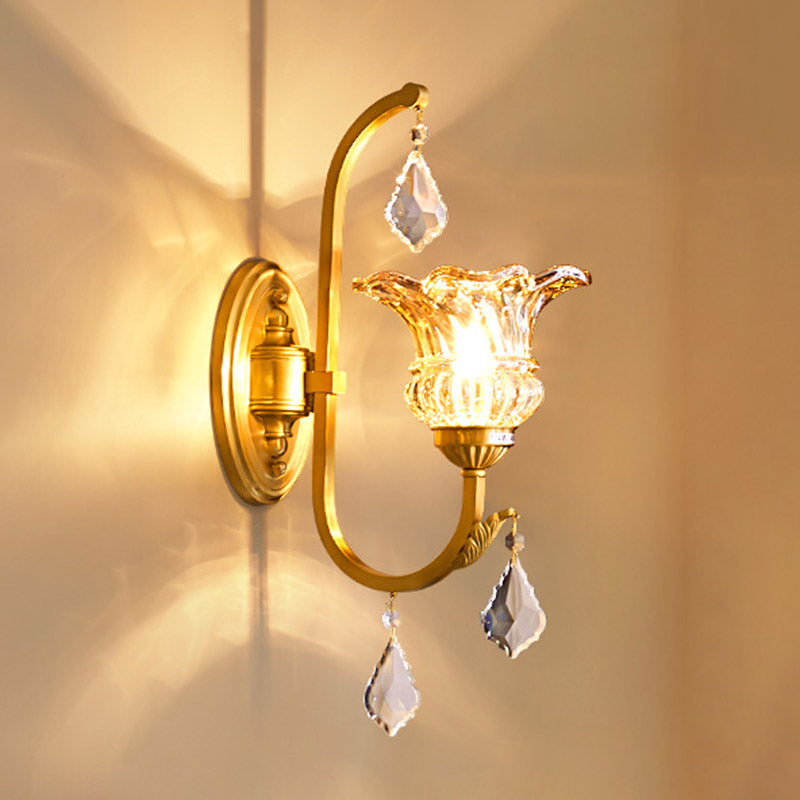 Modern Wall Sconce Household Wall Fixture with Crystal Shade for Bedroom Sitting Room