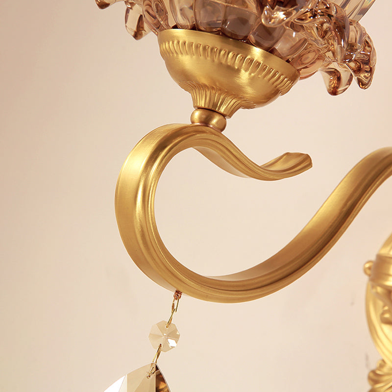 Modern Wall Sconce Household Wall Fixture with Crystal Shade for Bedroom Sitting Room