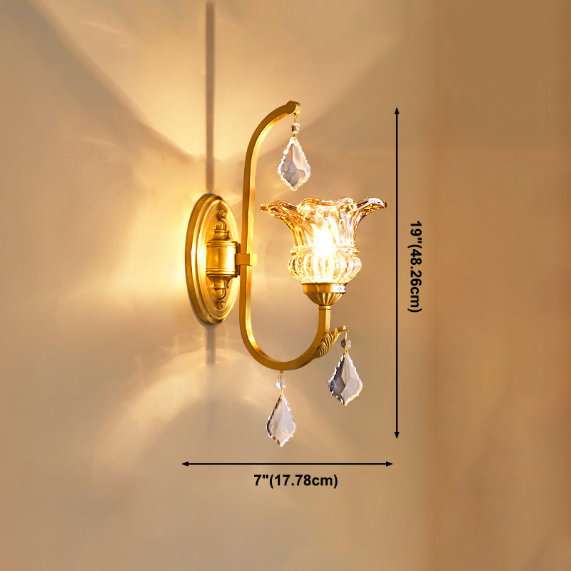 Modern Wall Sconce Household Wall Fixture with Crystal Shade for Bedroom Sitting Room