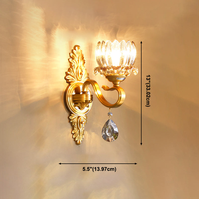Modern Wall Sconce Household Wall Fixture with Crystal Shade for Bedroom Sitting Room