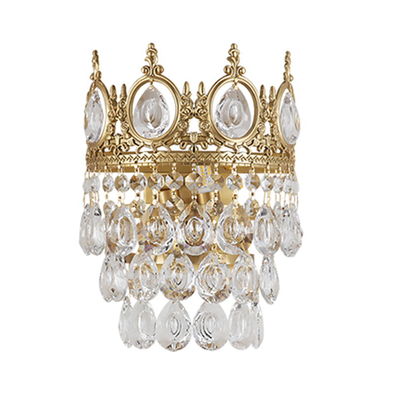 Contemporary Style Crown Wall Sconce Light Simplicity Wall Lamp with Crystal Shade