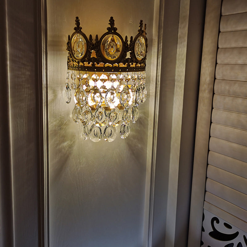 Contemporary Style Crown Wall Sconce Light Simplicity Wall Lamp with Crystal Shade