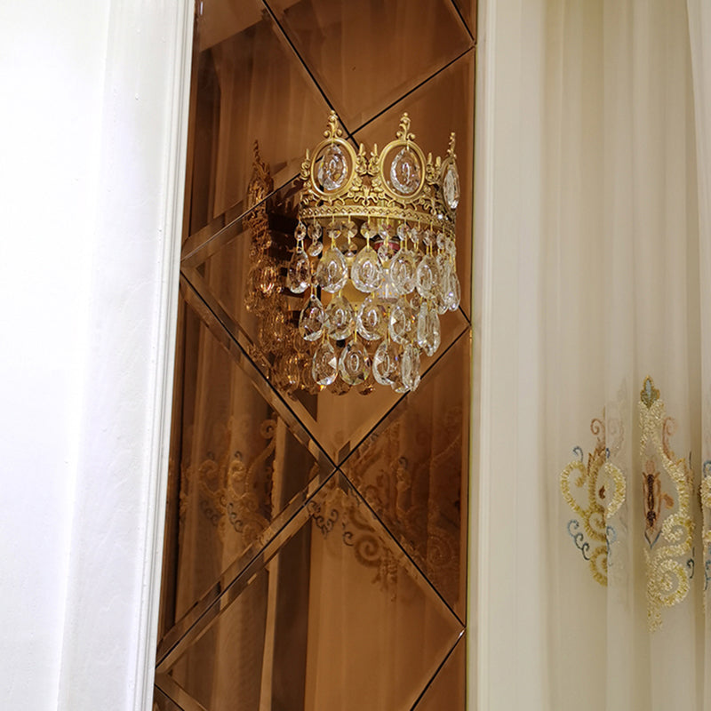 Contemporary Style Crown Wall Sconce Light Simplicity Wall Lamp with Crystal Shade