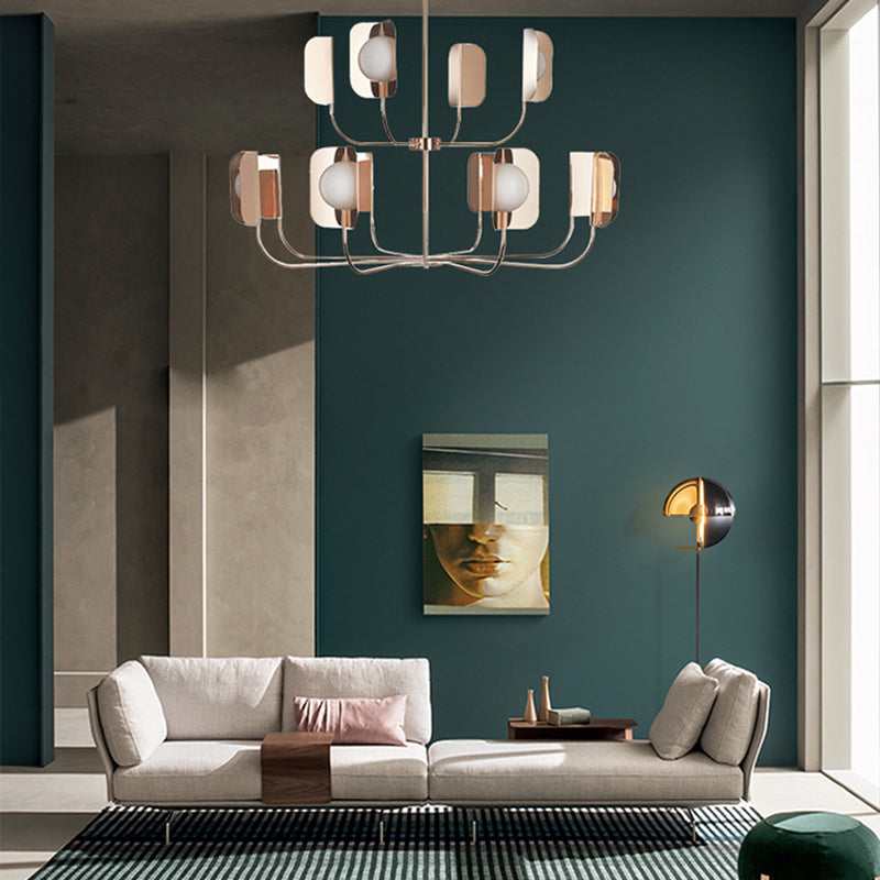 Nordic Style Metal Chandelier Branch Brown Pendant Lamps for Living Room