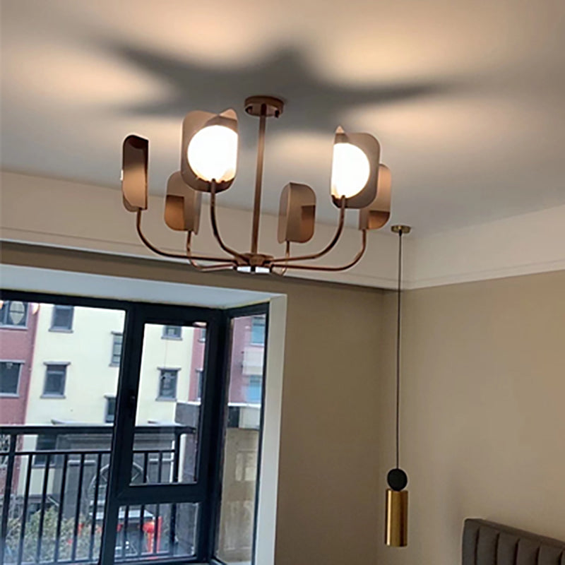 Nordic Style Metal Chandelier Branch Brown Pendant Lamps for Living Room