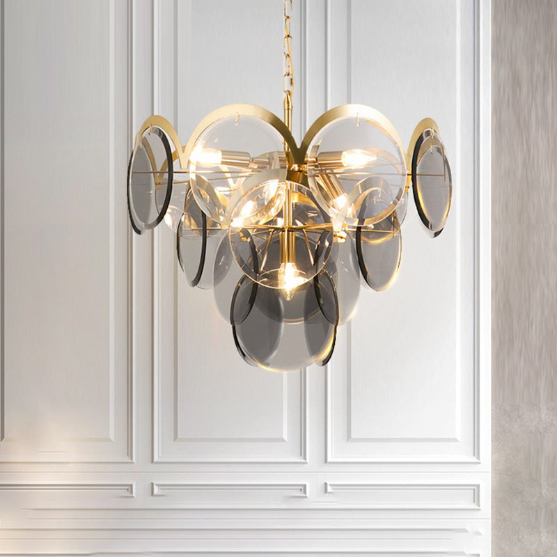 Nordic Metal Chandelier Geometric Pendant Lamps with Clear Glass for Living Room