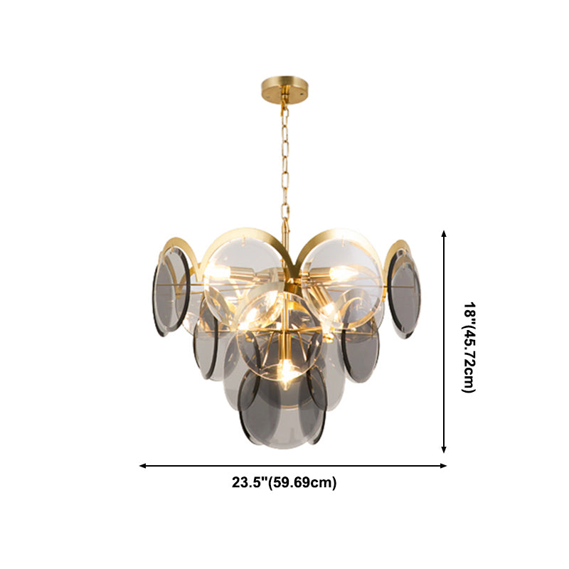 Nordic Metal Chandelier Geometric Pendant Lamps with Clear Glass for Living Room