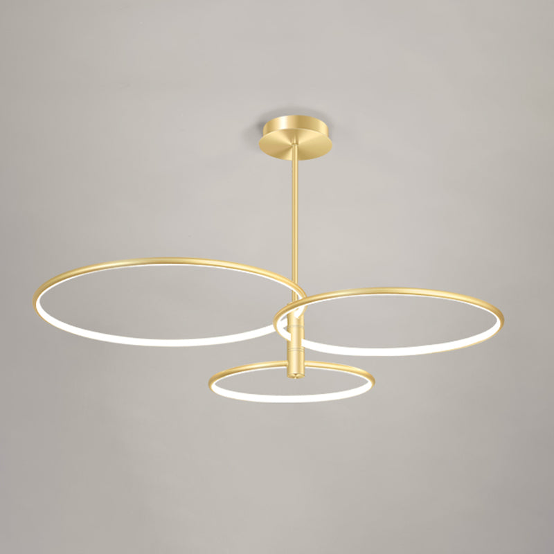 Round Chandelier Light Fixtures Modern Multi-Tier Gold Suspension Pendant Lamps