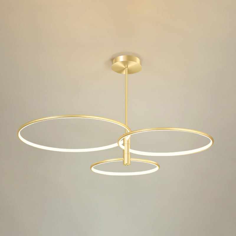 Round Chandelier Light Fixtures Modern Multi-Tier Gold Suspension Pendant Lamps