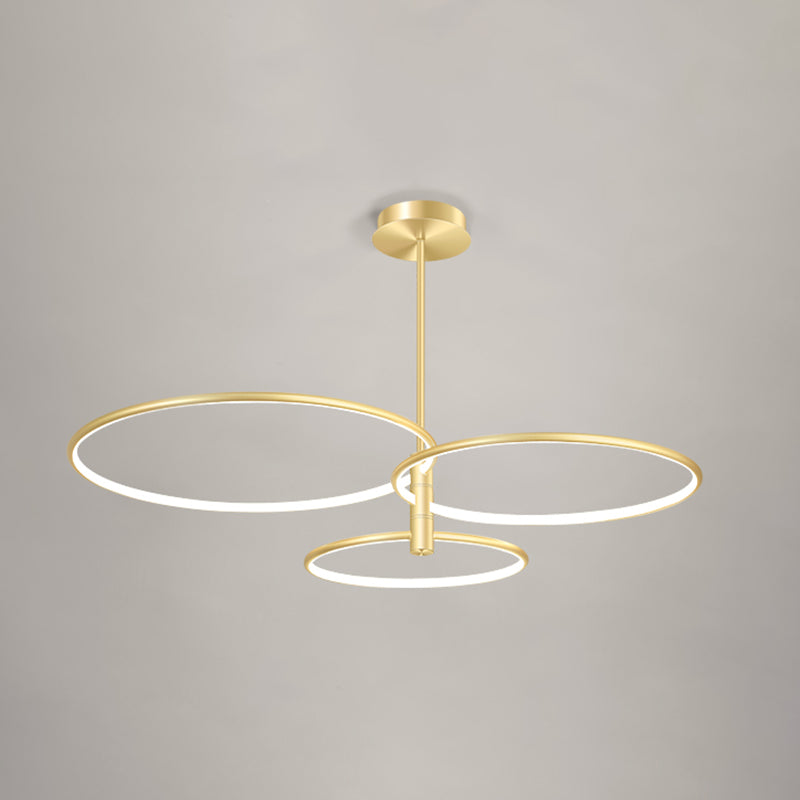 Round Chandelier Light Fixtures Modern Multi-Tier Gold Suspension Pendant Lamps