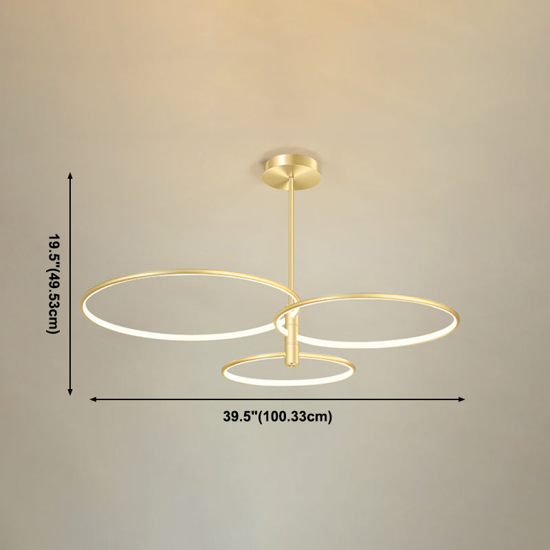 Round Chandelier Light Fixtures Modern Multi-Tier Gold Suspension Pendant Lamps
