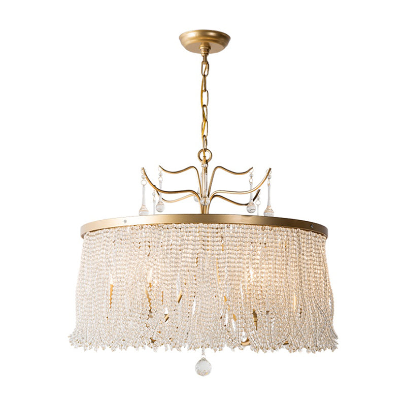 Modern Style Chandelier Metal Minimalism Hanging Light with Crystal for Bedroom