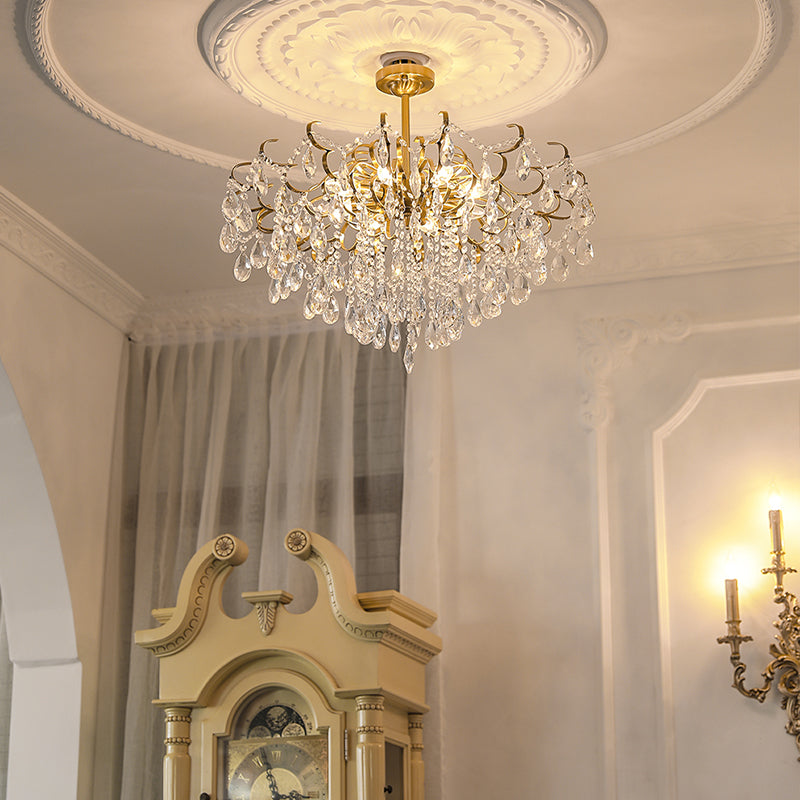 Traditional Chandelier Light Fixtures Multi-Head Crystal Suspension Pendant Lamps