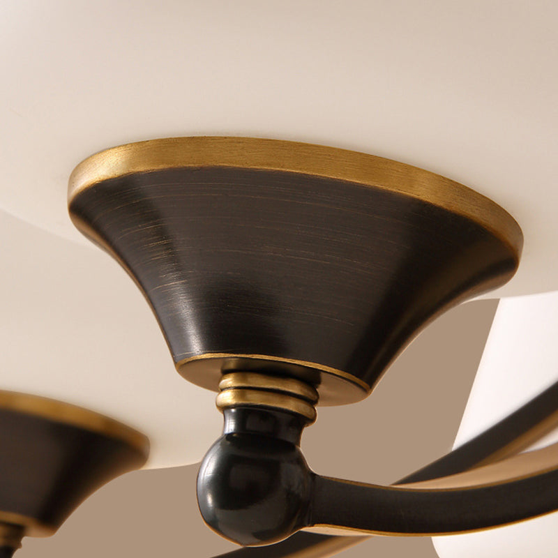 American Brass Chandelier Branch Black Pendant Lamps with Glass for Living Room