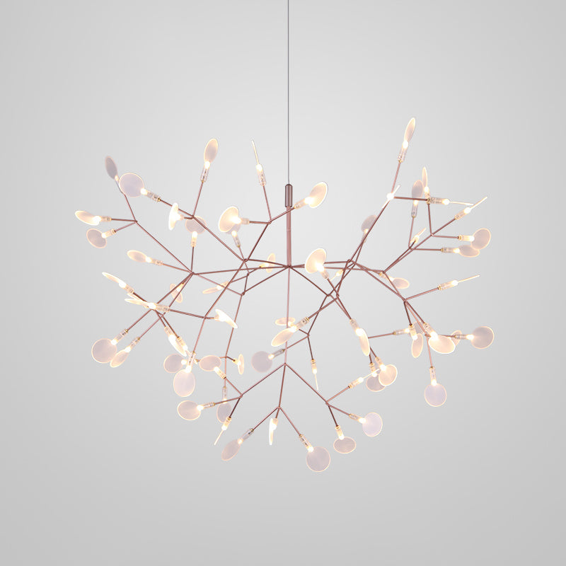 Metal Branch Shape Chandelier Postmodern Fireflies Hanging Lamp for Restaurant