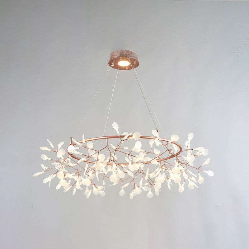 Metal Branch Shape Chandelier Postmodern Fireflies Hanging Lamp for Restaurant