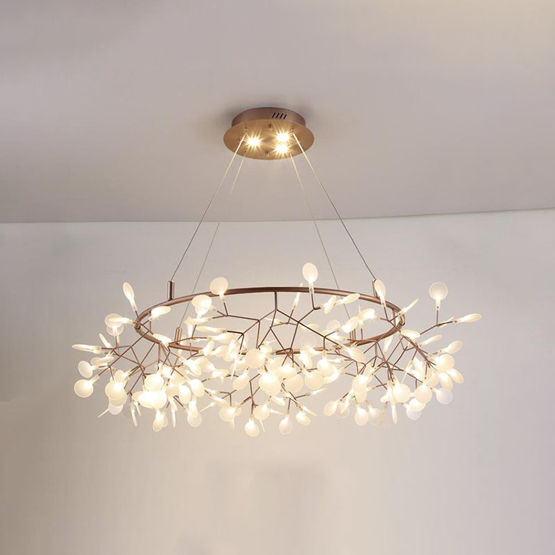 Metal Branch Shape Chandelier Postmodern Fireflies Hanging Lamp for Restaurant