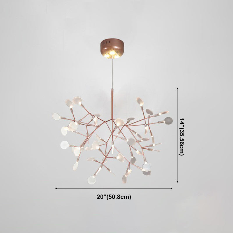 Metal Branch Shape Chandelier Postmodern Fireflies Hanging Lamp for Restaurant