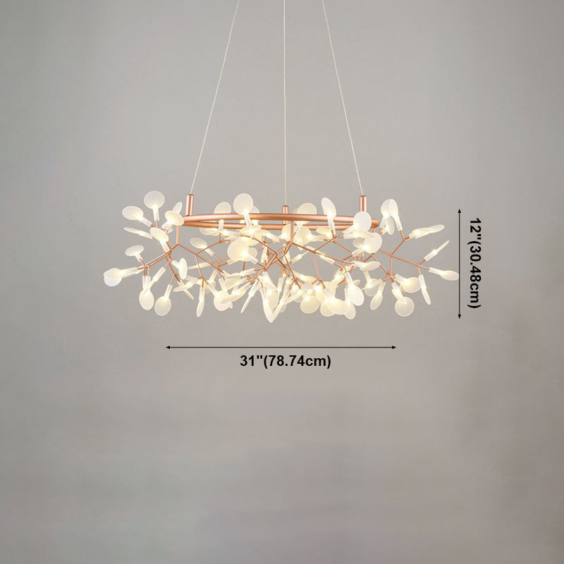 Metal Branch Shape Chandelier Postmodern Fireflies Hanging Lamp for Restaurant