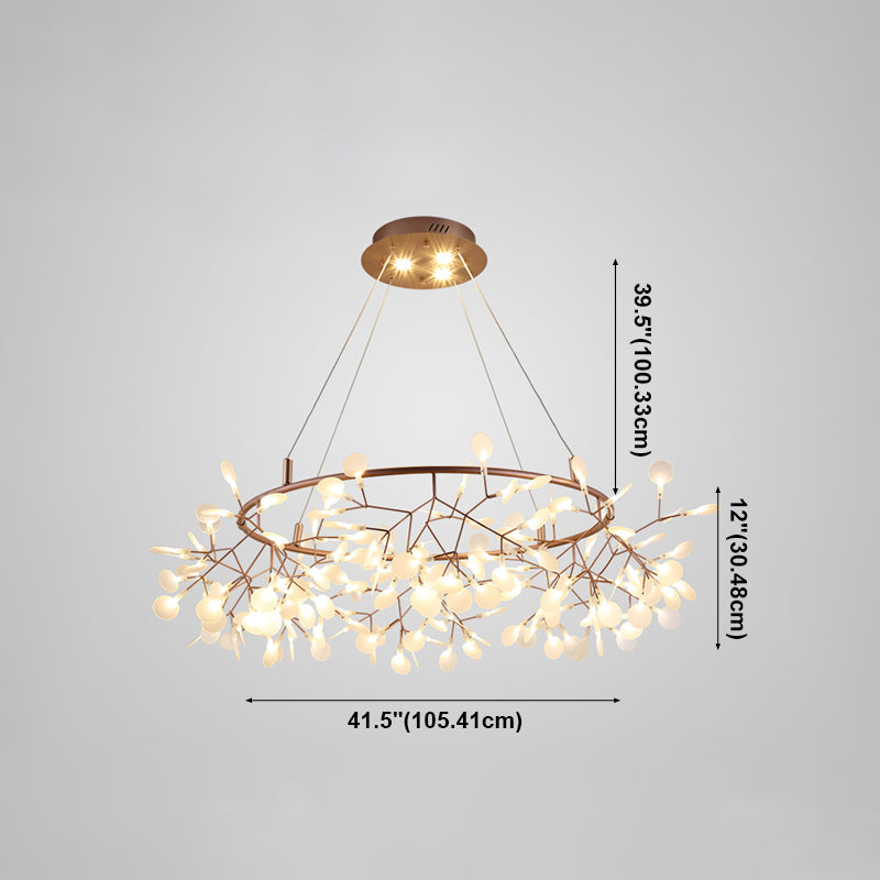 Metal Branch Shape Chandelier Postmodern Fireflies Hanging Lamp for Restaurant