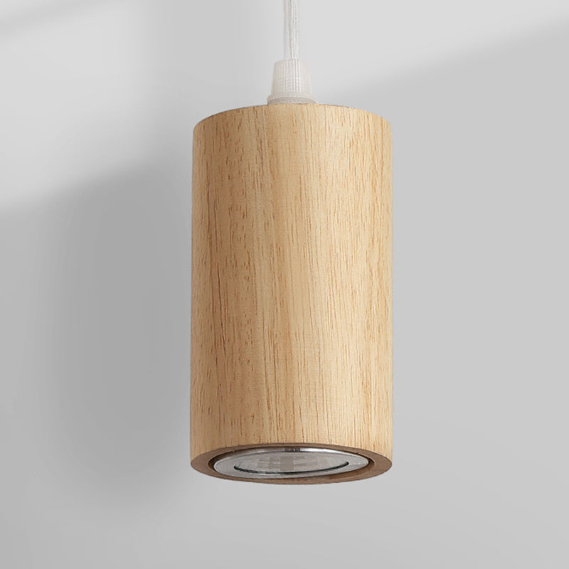 Natural Wood Circle Chandelier Simplicity LED Pendant Light with Spotlight