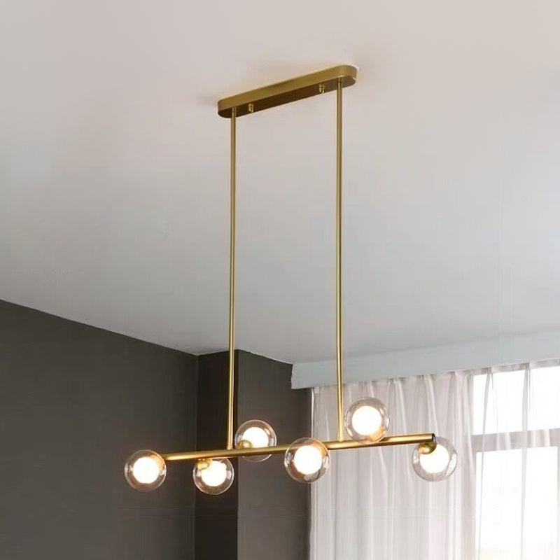 Modern Kitchen Island Lighting Round Hanging Island Lights with Clear Glass Shade