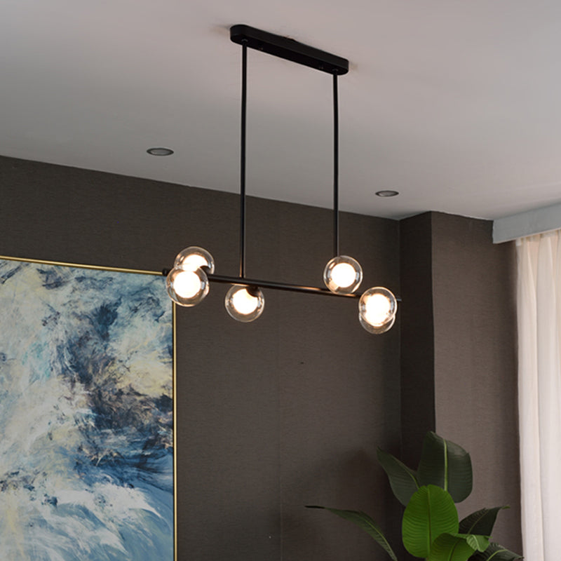 Modern Kitchen Island Lighting Round Hanging Island Lights with Clear Glass Shade