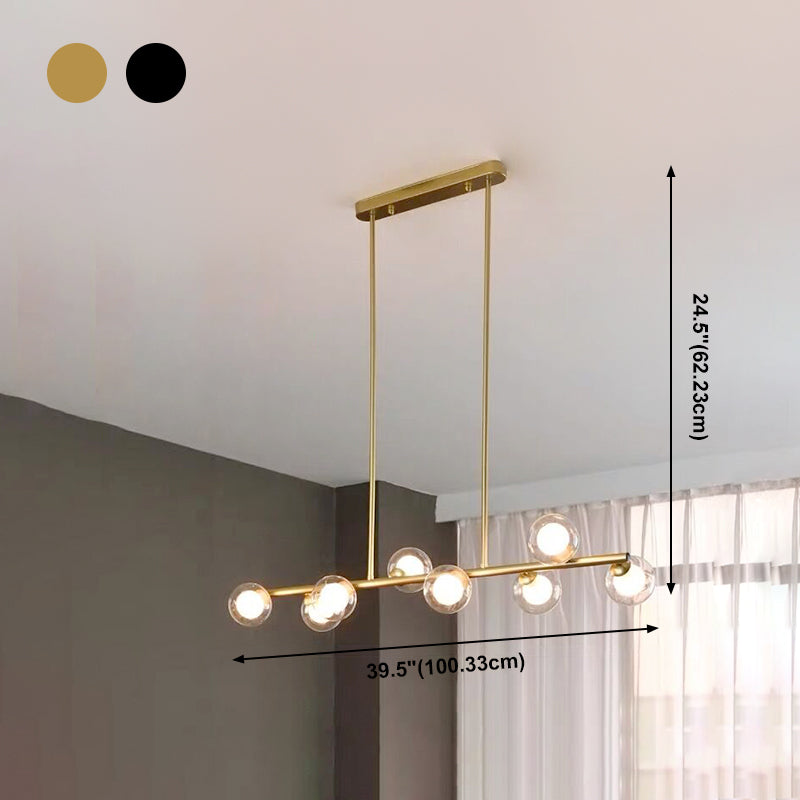 Modern Kitchen Island Lighting Round Hanging Island Lights with Clear Glass Shade