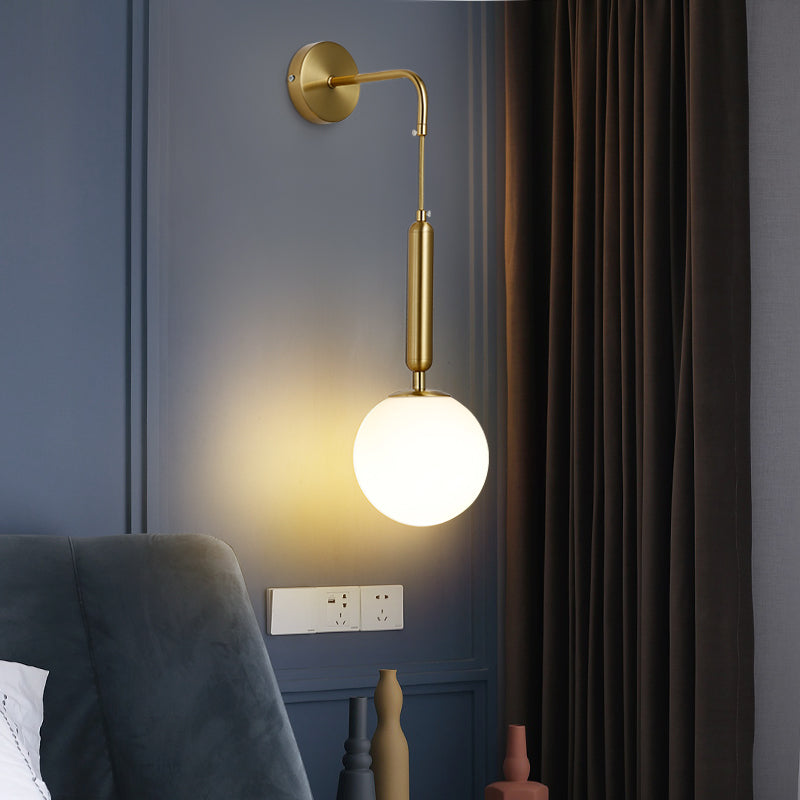 Glass Ball Shade Wall Lighting Modern Style Single Light Wall Mounted Light Fixture