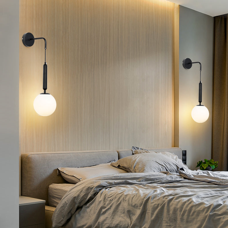 Glass Ball Shade Wall Lighting Modern Style Single Light Wall Mounted Light Fixture