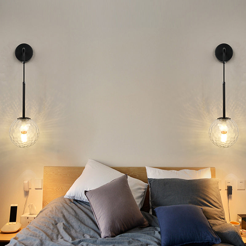 Glass Ball Shade Wall Lighting Modern Style Single Light Wall Mounted Light Fixture
