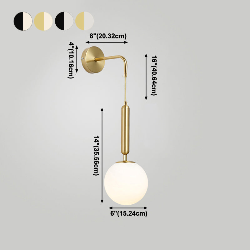 Glass Ball Shade Wall Lighting Modern Style Single Light Wall Mounted Light Fixture
