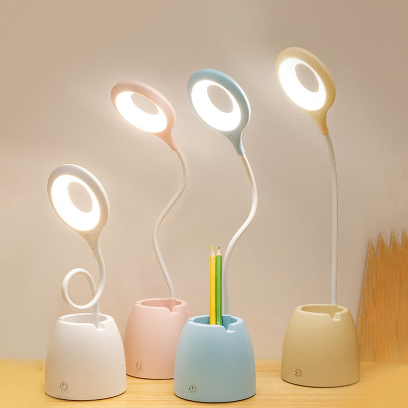 Lampada da tavolo moderna con porto USB a 1 luccio di plastica circolare luce per dormitorio