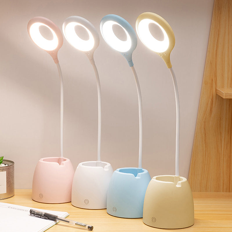 Lampada da tavolo moderna con porto USB a 1 luccio di plastica circolare luce per dormitorio