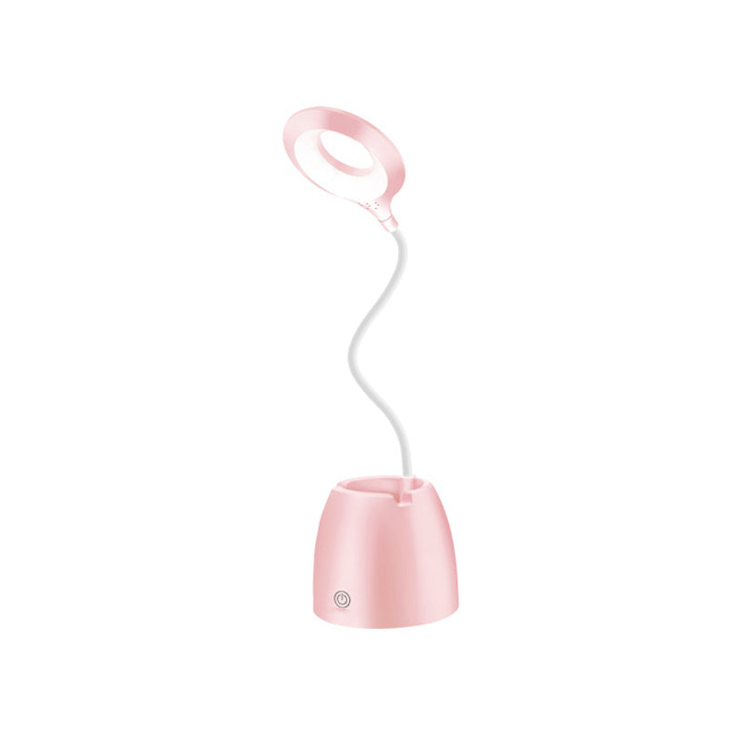 Lampada da tavolo moderna con porto USB a 1 luccio di plastica circolare luce per dormitorio