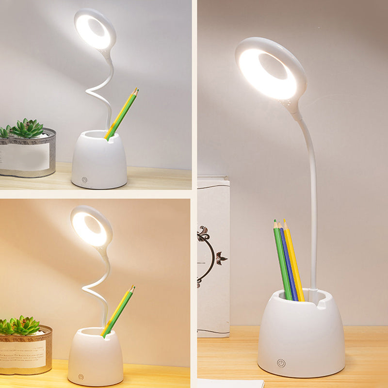 Lampada da tavolo moderna con porto USB a 1 luccio di plastica circolare luce per dormitorio