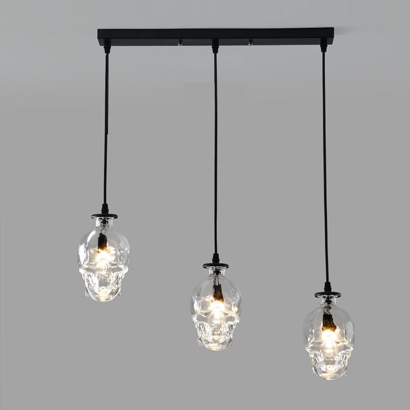 Lampada sospesa nera in vetro in stile creativo industriale Luce a sospensione geometrica per sala da pranzo