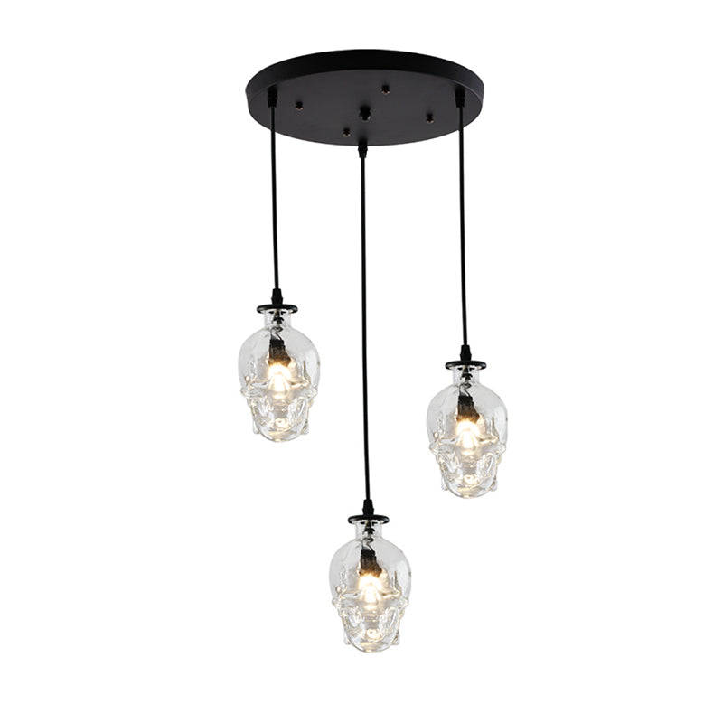 Lampada sospesa nera in vetro in stile creativo industriale Luce a sospensione geometrica per sala da pranzo