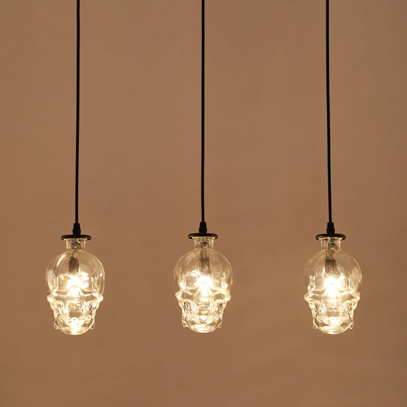 Lampada sospesa nera in vetro in stile creativo industriale Luce a sospensione geometrica per sala da pranzo