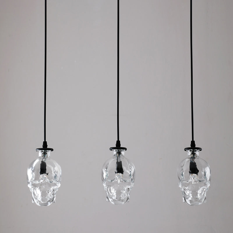 Lampada sospesa nera in vetro in stile creativo industriale Luce a sospensione geometrica per sala da pranzo