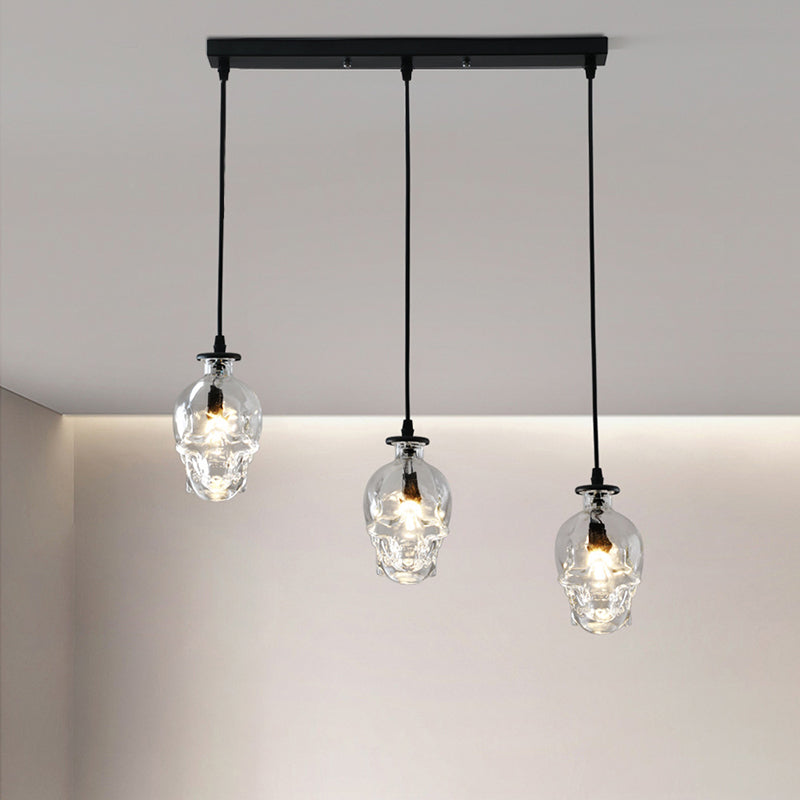 Lampada sospesa nera in vetro in stile creativo industriale Luce a sospensione geometrica per sala da pranzo