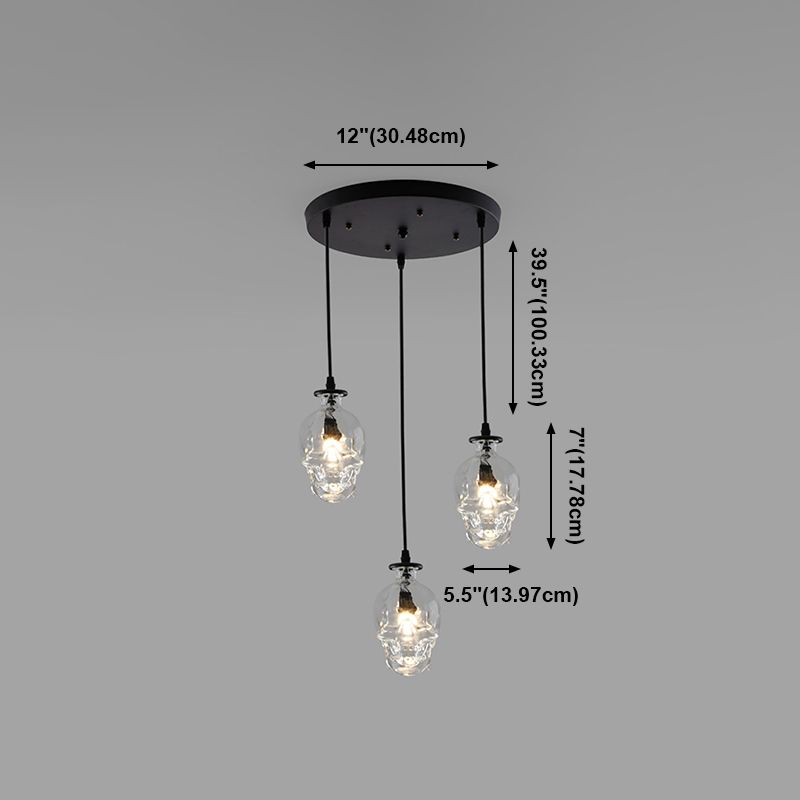 Lampada sospesa nera in vetro in stile creativo industriale Luce a sospensione geometrica per sala da pranzo