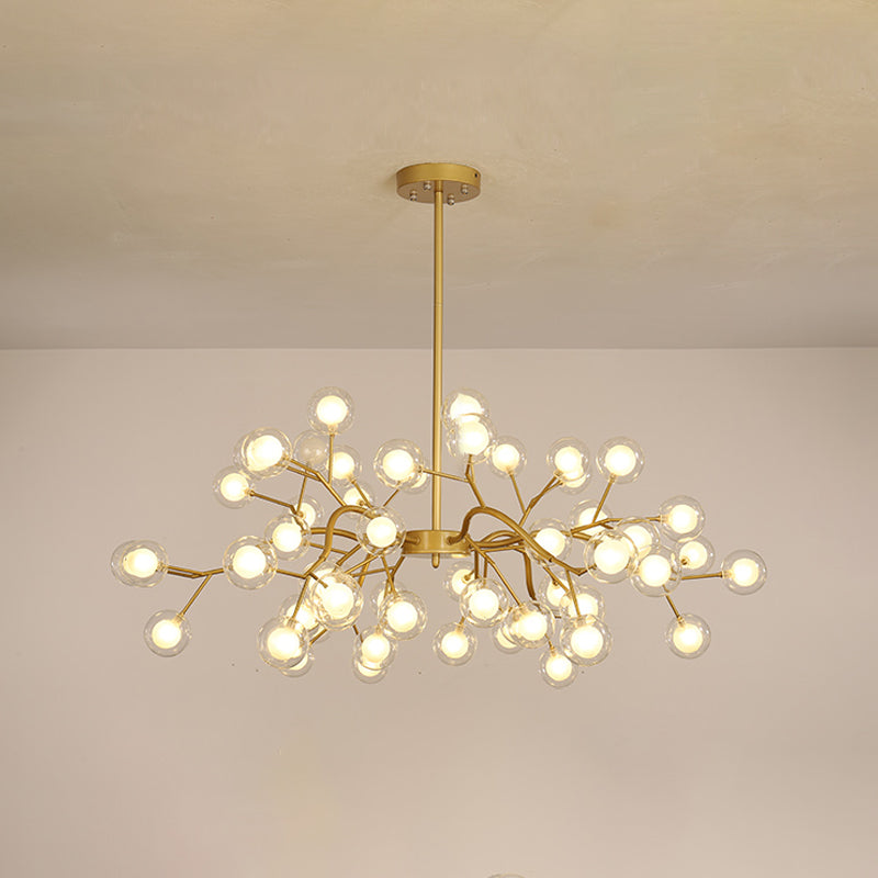 Stylish Firefly Pendant Light Fixture Minimalist Metal Bedroom Chandelier in Gold
