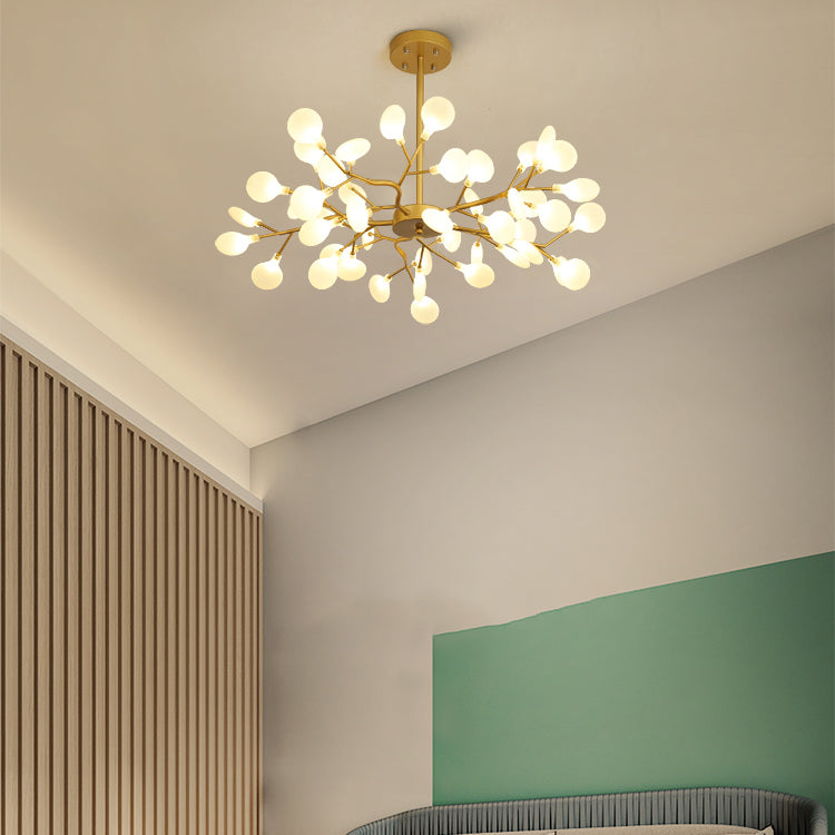 Stylish Firefly Pendant Light Fixture Minimalist Metal Bedroom Chandelier in Gold